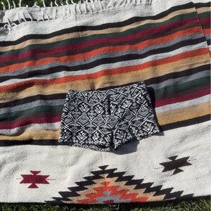 Black and White Patterned Women's Shorts